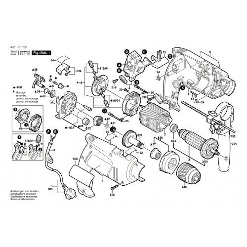 Запчасти для дрели Bosch GSB 13RE (0601131703)